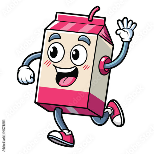 Happy cartoon milk carton running