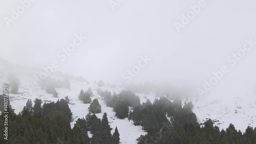 Winter mountains, beautiful panorama of the Pyrenees in Spain