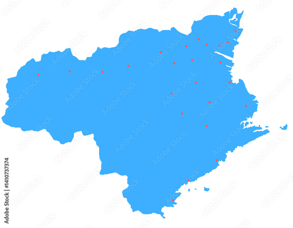 Fototapeta premium 徳島県 地図 ブルー 斑点 イラスト