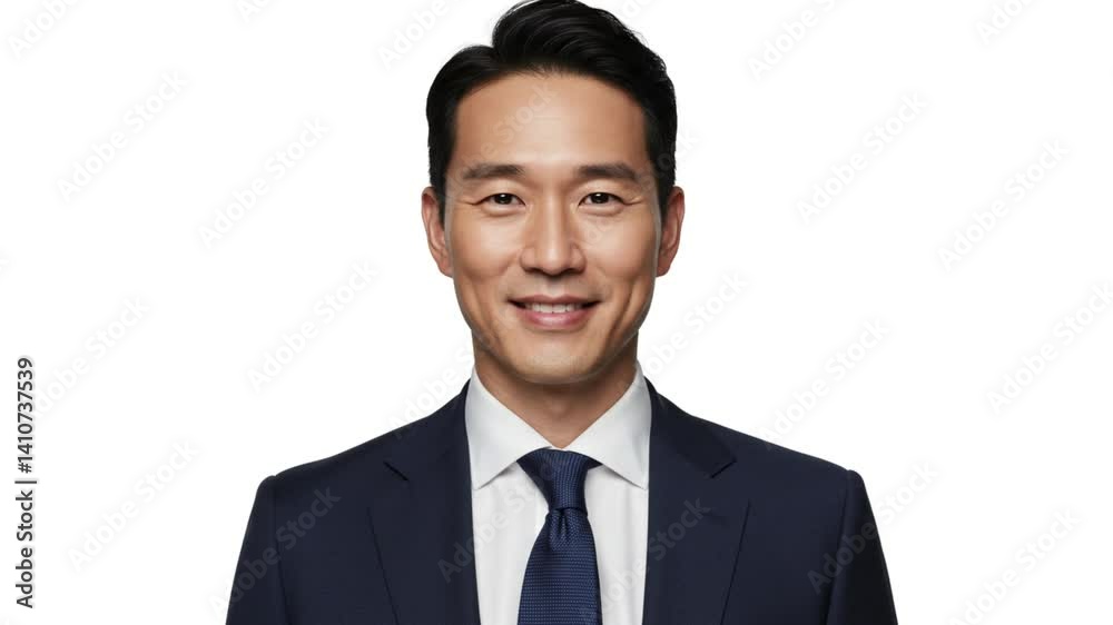 Smiling Asian Woman or man with Flowing Black Hair Against a White Background Smiling Asian Woman or man with Flowing Black Hair Against a White Background