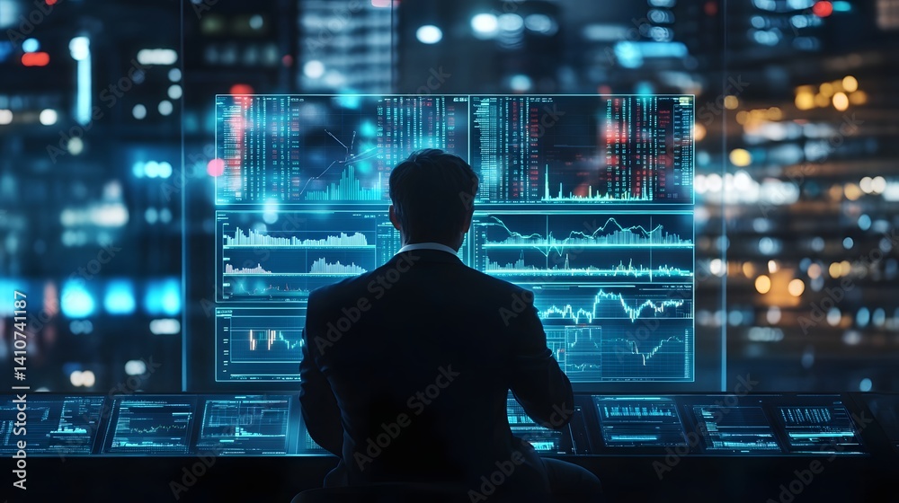 Digital Data Analyst: An enigmatic figure, silhouetted against a dazzling cityscape, immersed in the intricacies of digital data analysis. Digital Data Analyst: An enigmatic figure, silhouetted against a dazzling cityscape, immersed in the intricacies of digital data analysis.