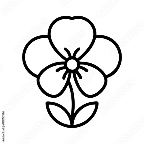 pansy flower line drawn vector art - illustration pansy flower isolated transparent background