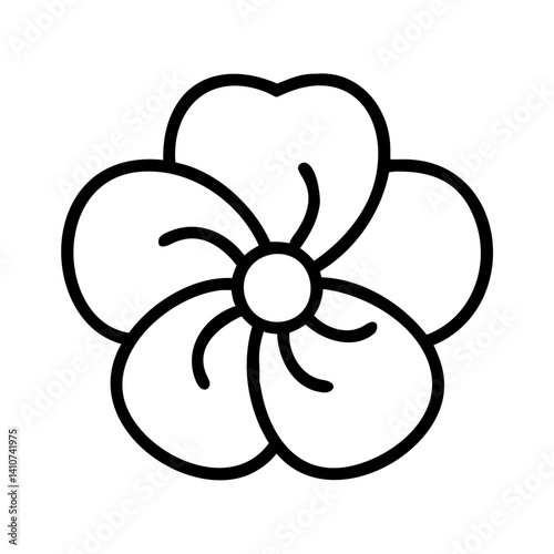 pansy flower line drawn vector art - illustration pansy flower isolated transparent background