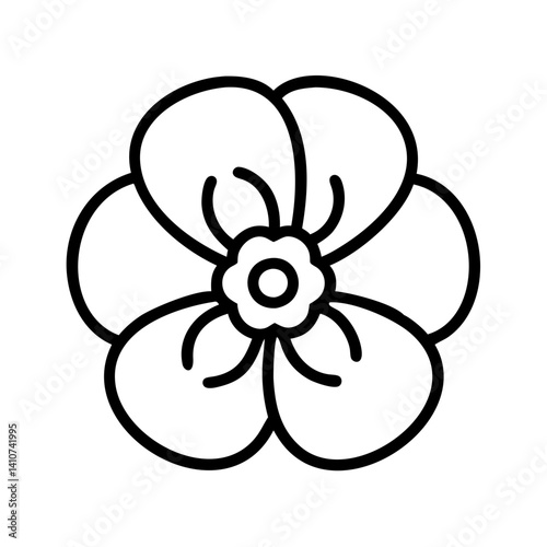 pansy flower line drawn vector art - illustration pansy flower isolated transparent background
