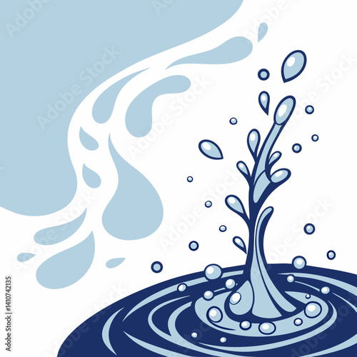 Abstract water splash captured in midair with vibrant blue gradients