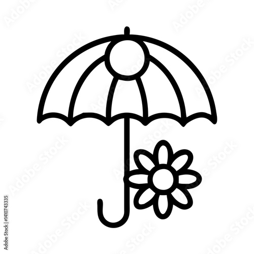 sunshade flower line drawn vector art - illustration sunshade flower isolated transparent background