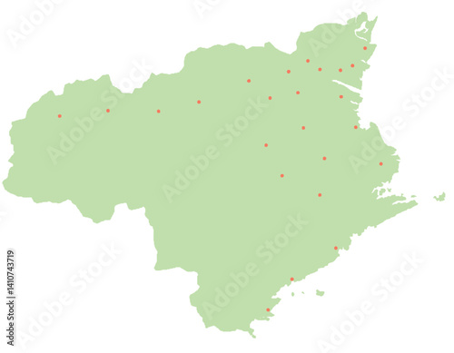 徳島県　地図　黄緑　斑点　イラスト