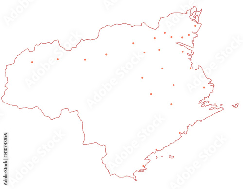 徳島県　地図　白　斑点　イラスト