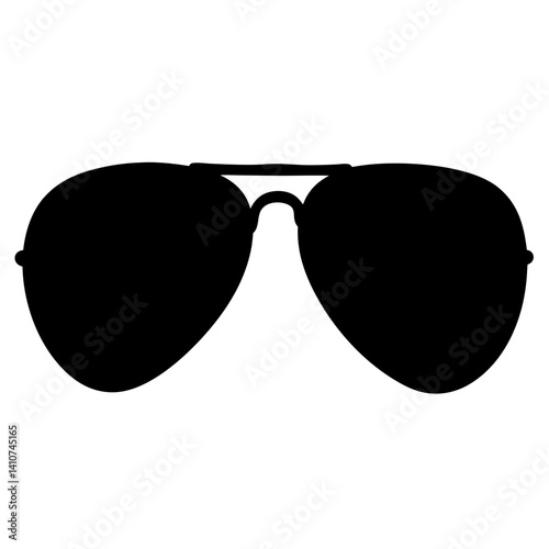 Classic black aviator sunglasses silhouette on a white background for posters