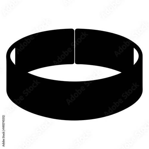 Solid Black Wristband or Bracelet with a Hole Showing Closure