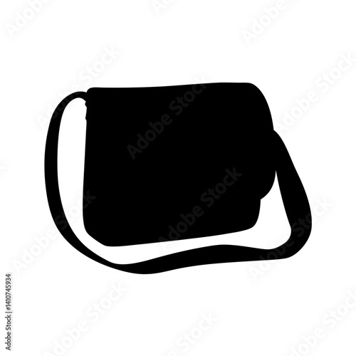 Black silhouette image of a crossbody bag with a shoulder strap