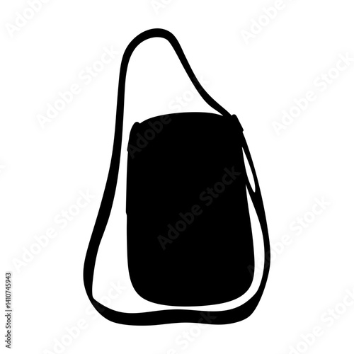 Silhouette of a messenger bag with a strap over the shoulder, isolated