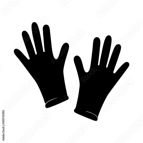 Protective Gloves Icon Two Black Gloves Side by Side with Fingers Extended