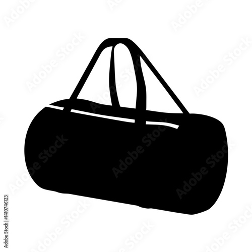 Simple black silhouette illustration of a duffel bag with handles