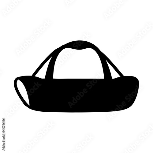 Silhouette of a classic black duffel bag perfect for sports or travel