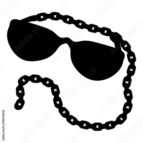 Black and White Sunglasses with Chain, Fun and Bold Design Element
