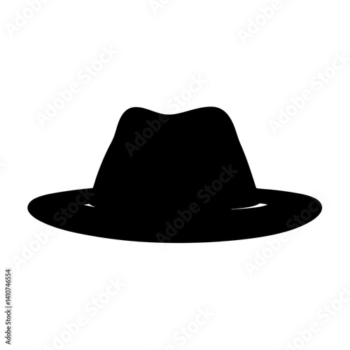Simple black fedora hat with a wide brim and classic styling