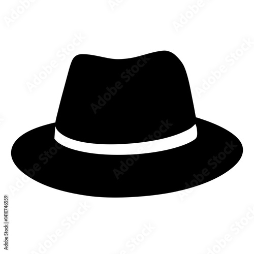 Stylized silhouette of a fedora hat with a light colored band