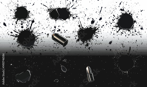 Bullet Impact Splatter on Metal Surface Minimalist Vector Illustration
