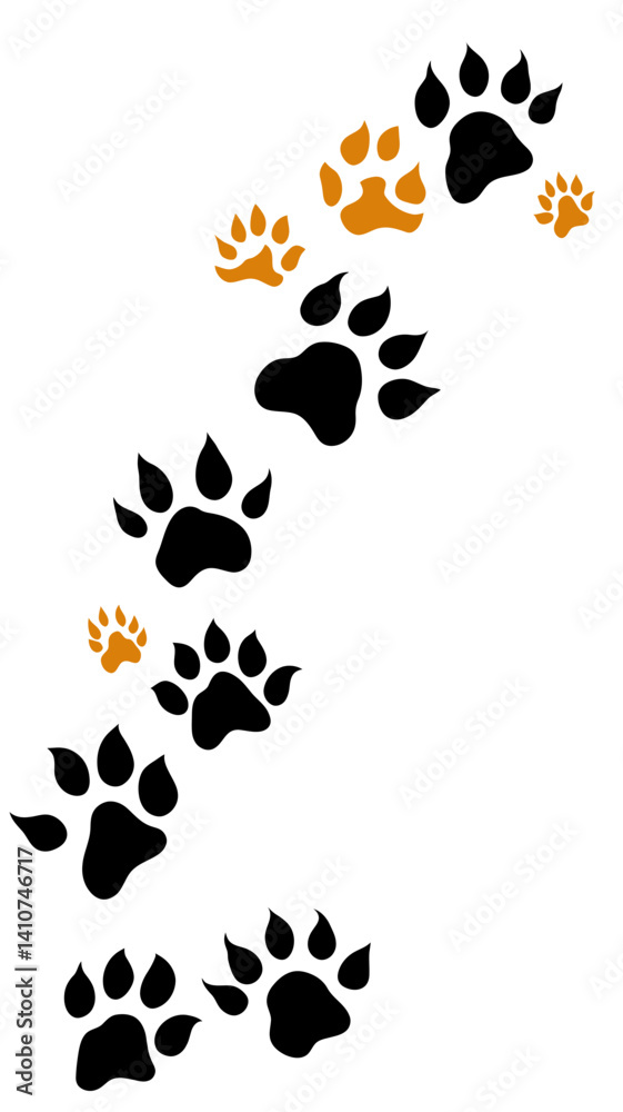 Fototapeta premium Animal Paw Prints Trail Vector Illustration for Movement and Tracking Concepts