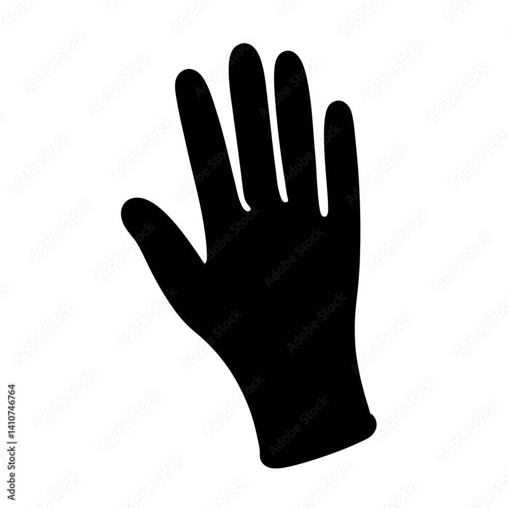 Obraz premium Silhouette of a gloved hand with spread fingers against white background