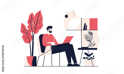 Flat Design AI Content Generator and Writer Bot Landing Page Vector Illustration