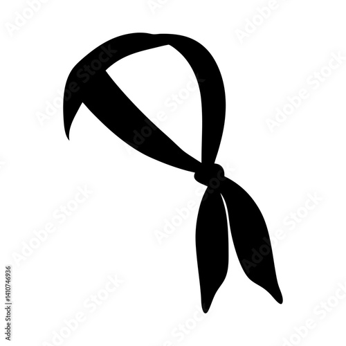Black Bandana Illustration Showing a Headband Tied to Form Two Tails
