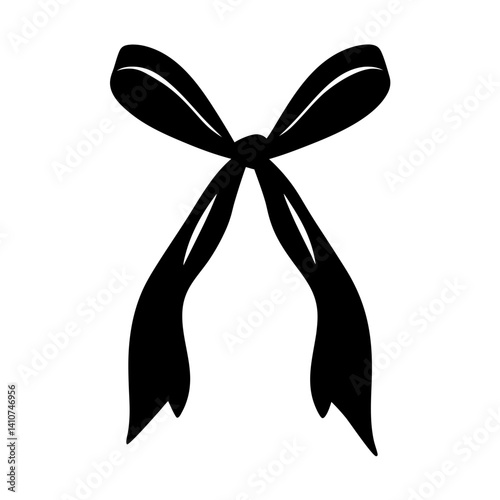 Elegant black ribbon bow vector illustration on a plain white background