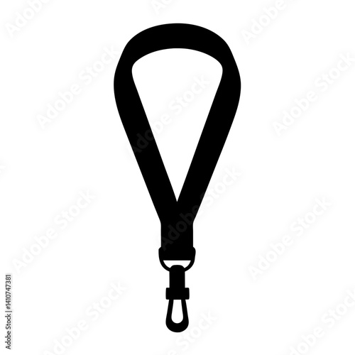 Black lanyard badge holder with metal clasp used for identification cards