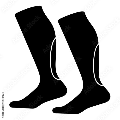 Pair of long black compression socks for athletes and sports apparel