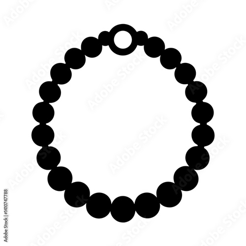 Elegant black bead necklace or bracelet on a white background, simple design