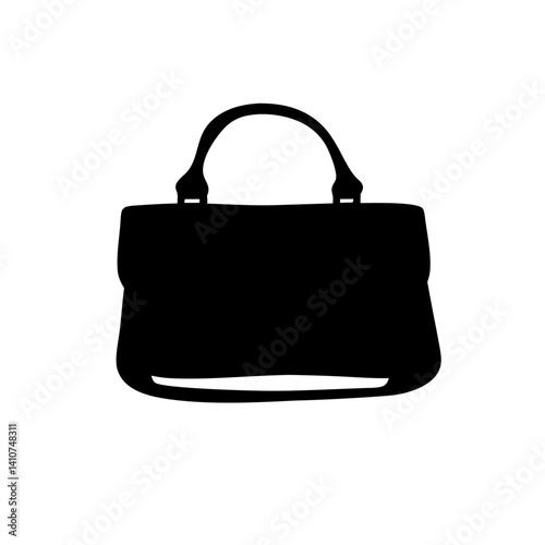 Striking black and white silhouette of an elegant handbag design element