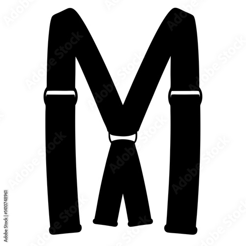 Black suspenders silhouette, fashion accessory for holding up pants style element