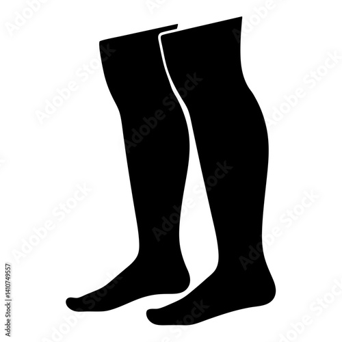 Stylized Black Legwear Silhouette Displaying Stockings or Tights on White Background