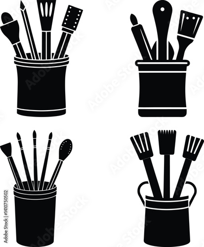 Paintbrush Holder silhouette vector