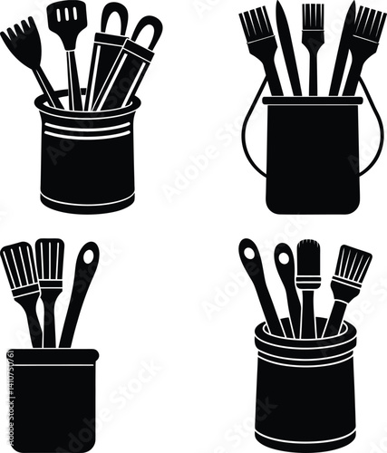 Paintbrush Holder silhouette vector