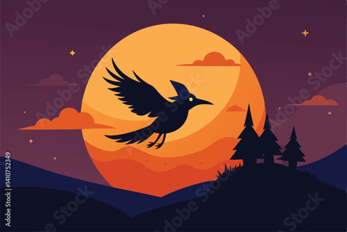 vector illustration of a halloween night