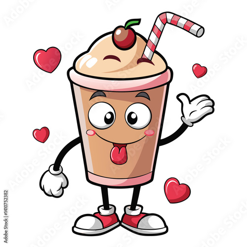 Cute milkshake character with a playful expression