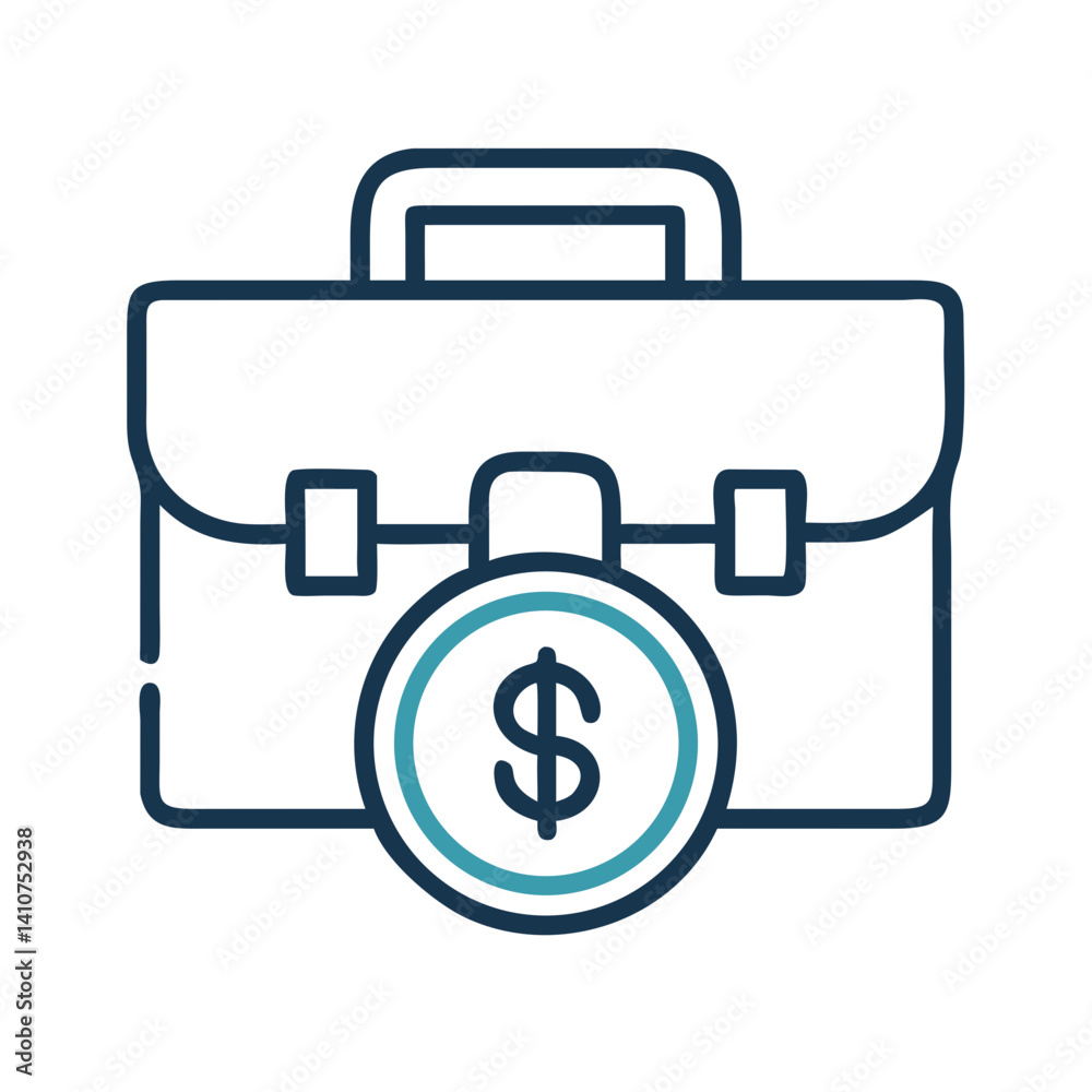 Briefcase with Coin Icon Representing Corporate Finance and Investment Briefcase with Coin Icon Representing Corporate Finance and Investment