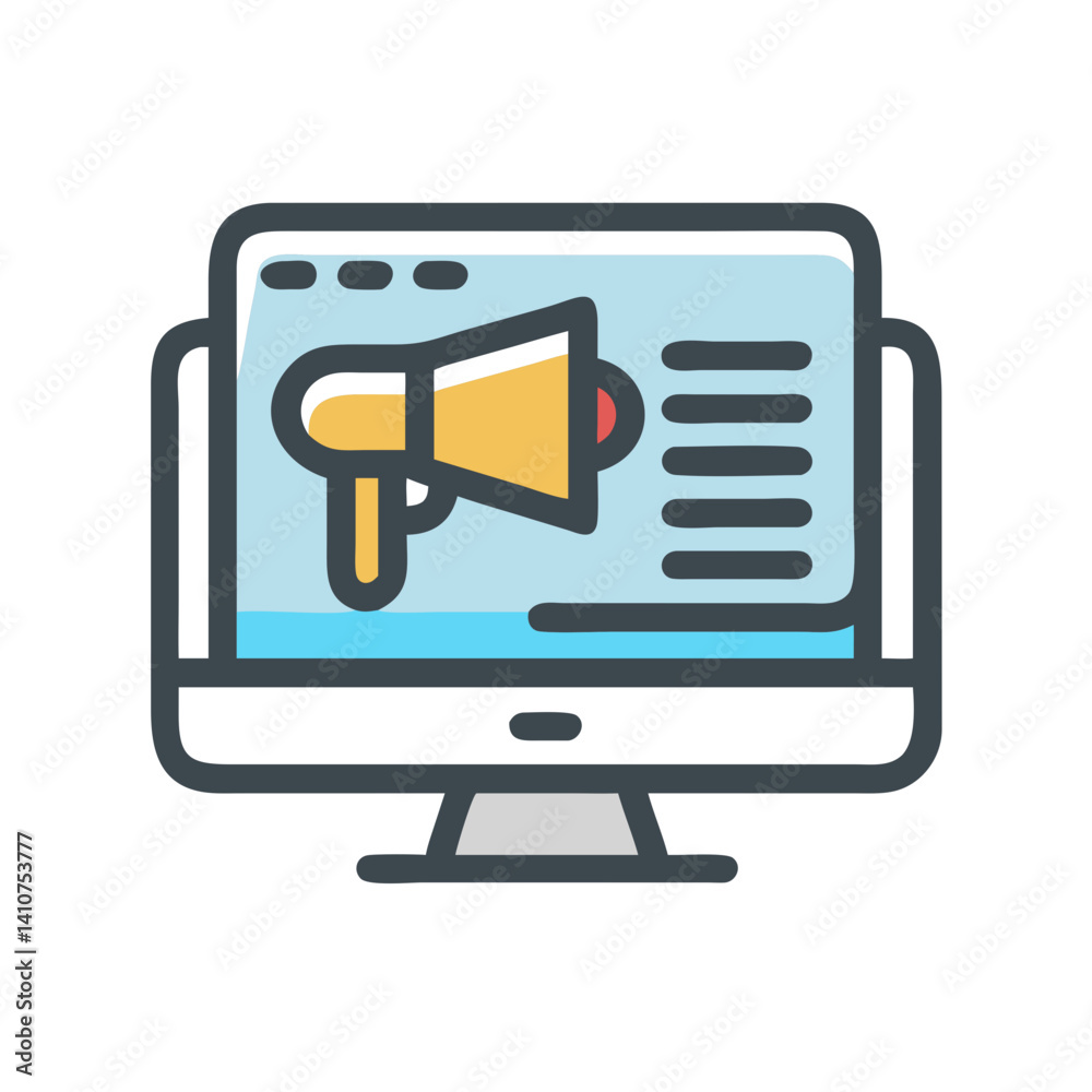 Computer Screen Icon Representing Marketing and Digital Advertising Computer Screen Icon Representing Marketing and Digital Advertising