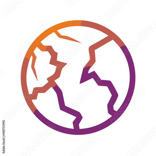 Cracked Planet Icon Representing Planet Destruction and Cosmic Disaster