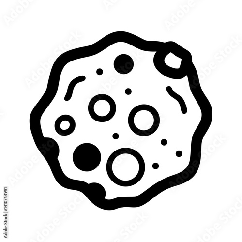 Cratered Asteroid Icon Representing Space Object and Celestial Exploration