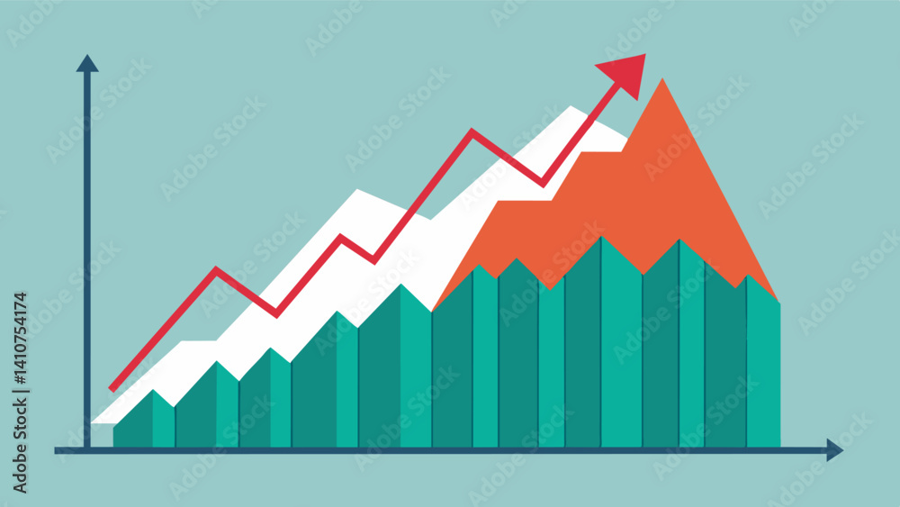 The line graph on the food price index chart is sharply angled with a steep upward spike that resembles a mountain peak.. Vector illustration