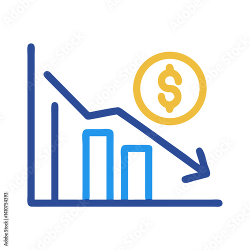 Downward Graph Icon Representing Financial Loss and Market Decline

