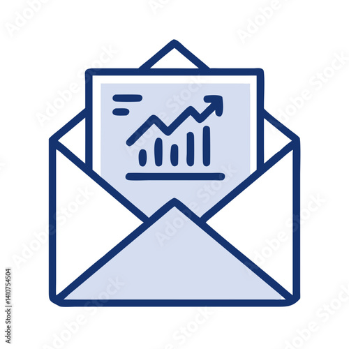 Envelope with Chart Icon Representing Financial Report and Business Analysis