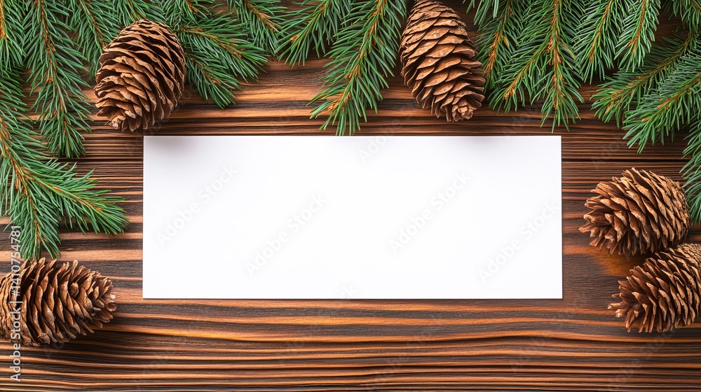 Fototapeta premium Discover your ideas in a tranquil space, centered around a rustic wooden table with an open envelope and empty paper, creating a minimalist ambiance.