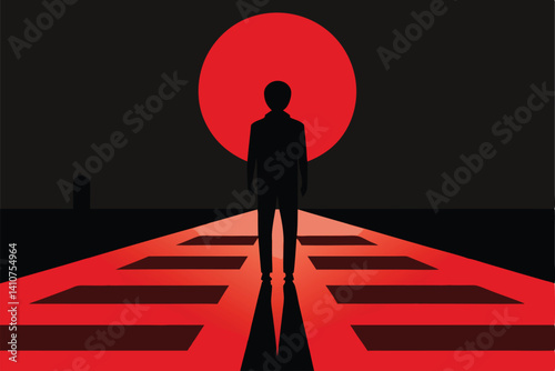 silhouette of a man in a labyrinth