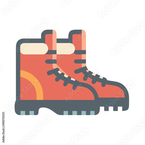 Hiking Boots Icon Representing Trekking Footwear and Outdoor Adventure