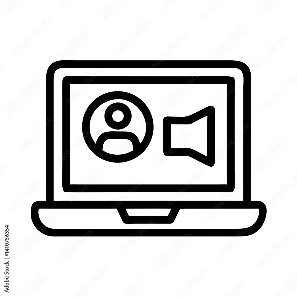 Laptop with Webcam Icon Representing Online Communication and Virtual Meetings Laptop with Webcam Icon Representing Online Communication and Virtual Meetings