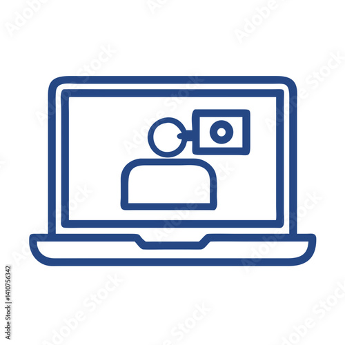Laptop with Webcam Icon Representing Online Communication and Virtual Meetings